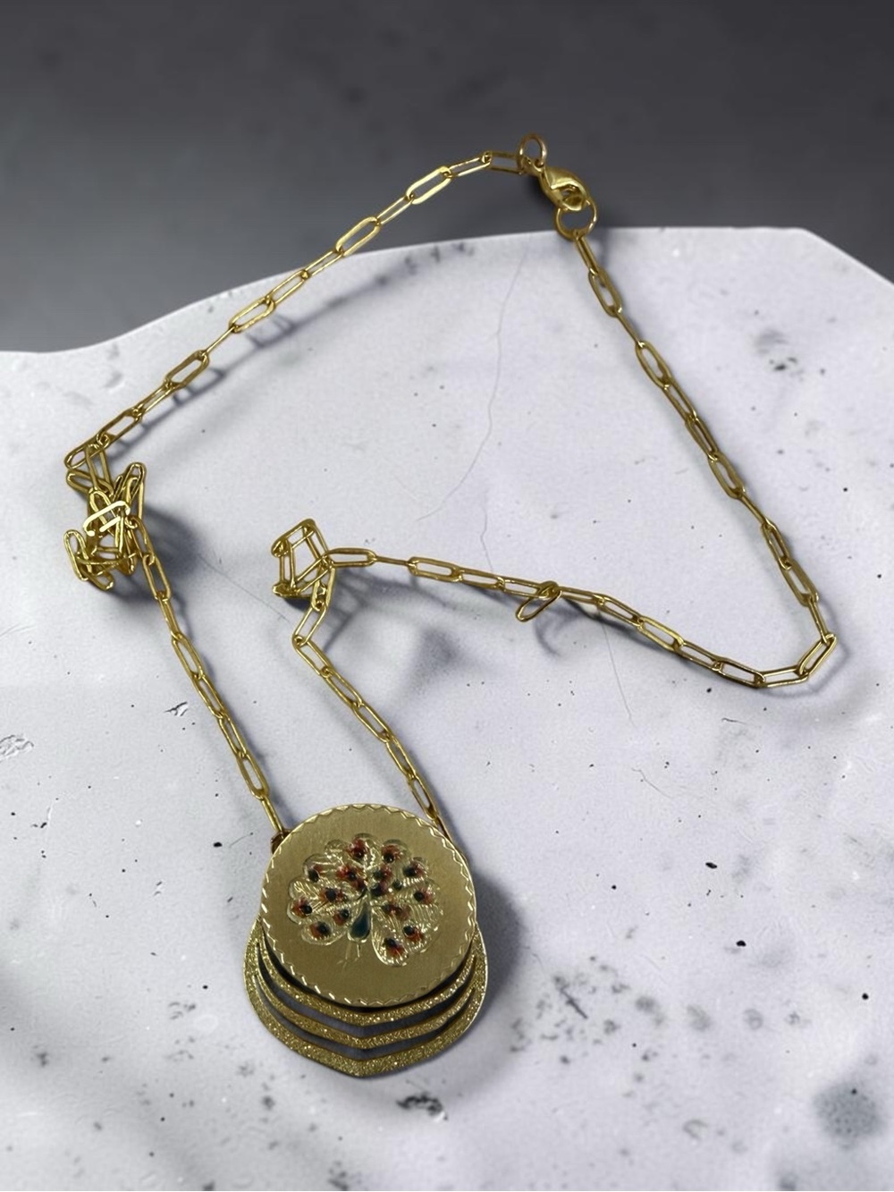 Vintage Engragved 1973 Pendant with Chain